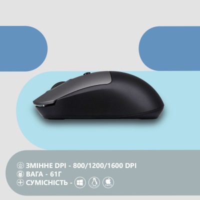 Миша 2E MF218 Silent, WL/BT, чорно-сірий (2E-MF218WBG) Миша 2E MF218 Silent, WL/BT, чорно-сірий (2E-MF218WBG)