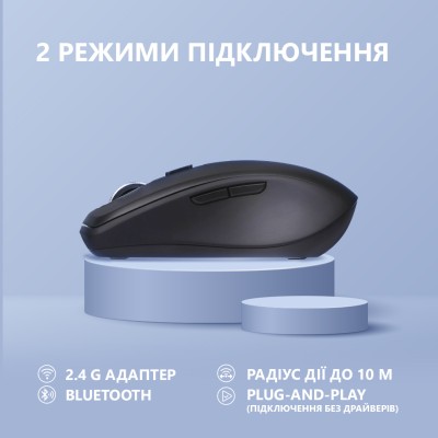 Миша 2E MF225 Silent, WL/BT, чорний (2E-MF225WBK) Миша 2E MF225 Silent, WL/BT, чорний (2E-MF225WBK)