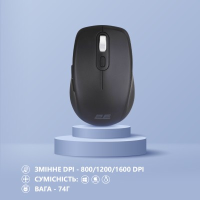 Миша 2E MF225 Silent, WL/BT, чорний (2E-MF225WBK) Миша 2E MF225 Silent, WL/BT, чорний (2E-MF225WBK)