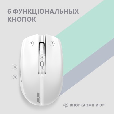 Миша 2E MF270 Rechargeable, White LED, WL, білий (2E-MF270WWH) Миша 2E MF270 Rechargeable, White LED, WL, білий (2E-MF270WWH)