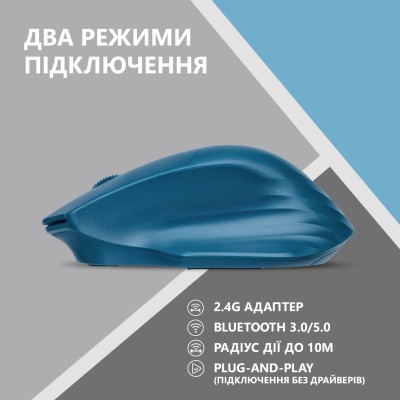 Миша 2E MF280 Silent, WL/BT, синій (2E-MF280WBL) Миша 2E MF280 Silent, WL/BT, синій (2E-MF280WBL)