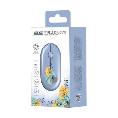 Миша 2E MF300 FLORA:MALLOW Silent WL BT, синій (2E-MF300WFLORABL) Миша 2E MF300 FLORA:MALLOW Silent WL BT, синій (2E-MF300WFLORABL)