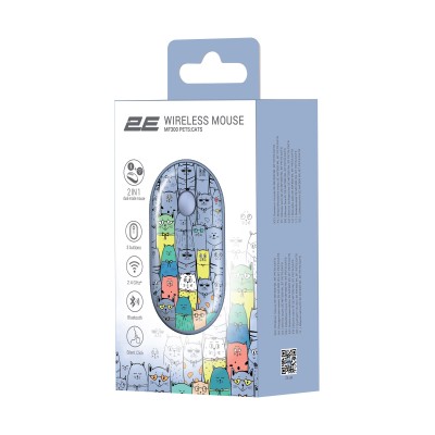 Миша 2E MF300 PETS:CATS Silent WL BT, синій (2E-MF300WPETSBL) Миша 2E MF300 PETS:CATS Silent WL BT, синій (2E-MF300WPETSBL)