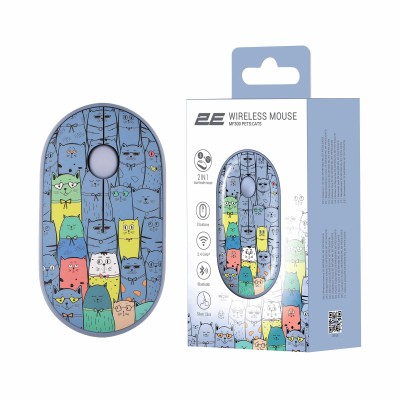 Миша 2E MF300 PETS:CATS Silent WL BT, синій (2E-MF300WPETSBL) Миша 2E MF300 PETS:CATS Silent WL BT, синій (2E-MF300WPETSBL)
