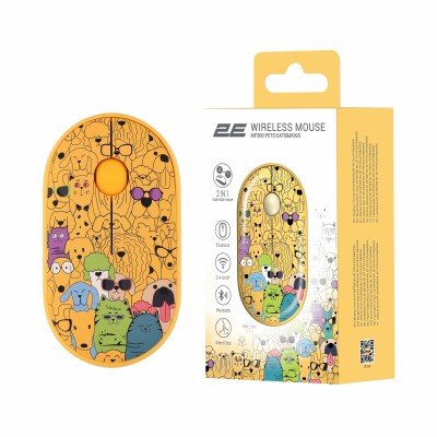 Миша 2E MF300 PETS:CATS&DOGS Silent WL BT, жовтий (2E-MF300WPETSYW) Миша 2E MF300 PETS:CATS&DOGS Silent WL BT, жовтий (2E-MF300WPETSYW)