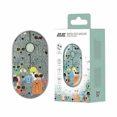Миша 2E MF300 PETS:DOGS Silent WL BT, зелений (2E-MF300WPETSGN) Миша 2E MF300 PETS:DOGS Silent WL BT, зелений (2E-MF300WPETSGN)