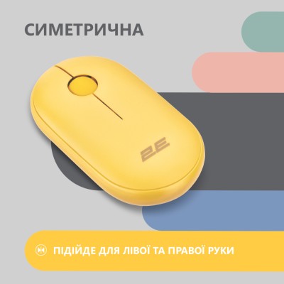 Миша 2E MF300 Silent, WL/BT, жовтий (2E-MF300WYW) Миша 2E MF300 Silent, WL/BT, жовтий (2E-MF300WYW)