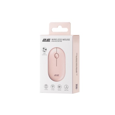 Миша 2E MF300 Silent, WL/BT, рожевий (2E-MF300WPN) Миша 2E MF300 Silent, WL/BT, рожевий (2E-MF300WPN)