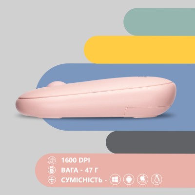 Миша 2E MF300 Silent, WL/BT, рожевий (2E-MF300WPN) Миша 2E MF300 Silent, WL/BT, рожевий (2E-MF300WPN)
