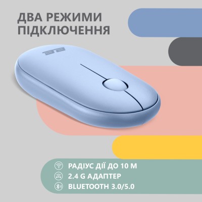 Миша 2E MF300 Silent, WL/BT, синій (2E-MF300WBL) Миша 2E MF300 Silent, WL/BT, синій (2E-MF300WBL)