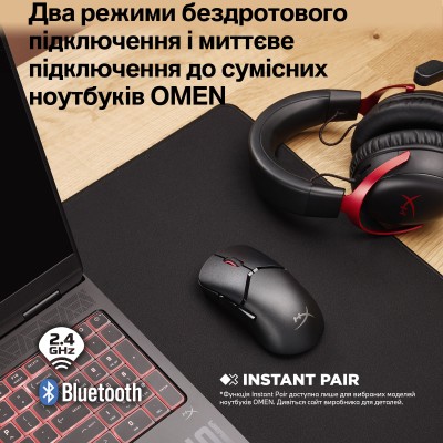 Миша HyperX Pulsefire SAGA PRO, RGB, USB-A/WL/BT, чорний (A2PB2AA) Миша HyperX Pulsefire SAGA PRO, RGB, USB-A/WL/BT, чорний (A2PB2AA)
