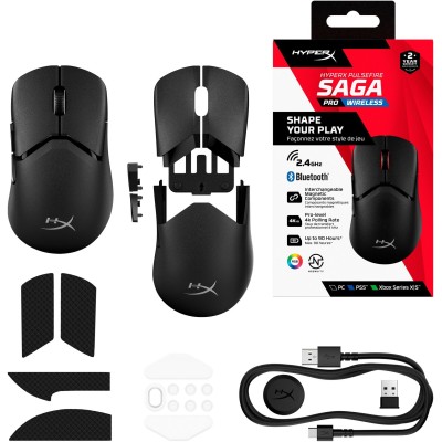Миша HyperX Pulsefire SAGA PRO, RGB, USB-A/WL/BT, чорний (A2PB2AA) Миша HyperX Pulsefire SAGA PRO, RGB, USB-A/WL/BT, чорний (A2PB2AA)