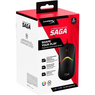 Миша HyperX Pulsefire SAGA, RGB, USB-A, чорний (A2PB3AA) Миша HyperX Pulsefire SAGA, RGB, USB-A, чорний (A2PB3AA)