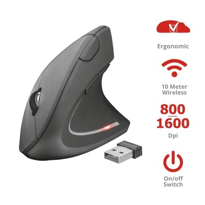 Миша Trust Verto Ergonomic, WL, чорний (22879_TRUST) Миша Trust Verto Ergonomic, WL, чорний (22879_TRUST)