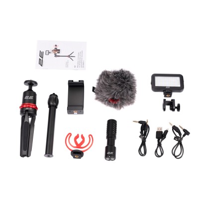 Мікрофон з триподом для мобільних пристроїв 2Е MM011 Vlog KIT, 3.5mm (2E-MM011) Мікрофон з триподом для мобільних пристроїв 2Е MM011 Vlog KIT, 3.5mm (2E-MM011)