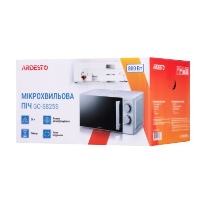 Мікрохвильова піч ARDESTO, 20л, мех.керув., 800Вт, відкр.ручкою, сріблястий (GO-S825S) Мікрохвильова піч ARDESTO, 20л, мех.керув., 800Вт, відкр.ручкою, сріблястий (GO-S825S)