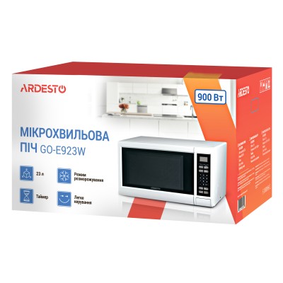 Мікрохвильова піч ARDESTO, 23л, електр.керув., 900Вт, дисплей, відкр.кнопкою, білий (GO-E923W) Мікрохвильова піч ARDESTO, 23л, електр.керув., 900Вт, дисплей, відкр.кнопкою, білий (GO-E923W)