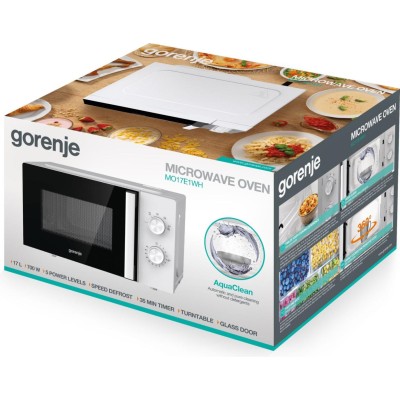 Мікрохвильова піч Gorenje, 17л, мех. керув., 700Вт, дисплей, білий (MO17E1WH) Мікрохвильова піч Gorenje, 17л, мех. керув., 700Вт, дисплей, білий (MO17E1WH)