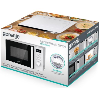 Мікрохвильова піч Gorenje, 20л, електр. керув., 800Вт, дисплей, білий (MO20A3WH) Мікрохвильова піч Gorenje, 20л, електр. керув., 800Вт, дисплей, білий (MO20A3WH)
