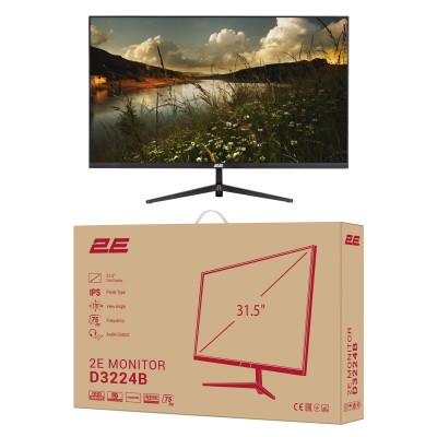 Монітор 2E 31.5" D3224B 2xHDMI, DP, IPS, 2560x1440, 75Hz, 5ms, FreeSync Монітор 2E 31.5" D3224B 2xHDMI, DP, IPS, 2560x1440, 75Hz, 5ms, FreeSync