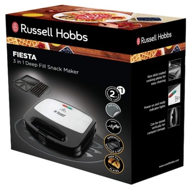 Мультимейкер Russell Hobbs Fiesta 750Вт, алюміній, 3 пластини, корпус-нержав.сталь/пластик, чорний (24540-56) Мультимейкер Russell Hobbs Fiesta 750Вт, алюміній, 3 пластини, корпус-нержав.сталь/пластик, чорний (24540-56)