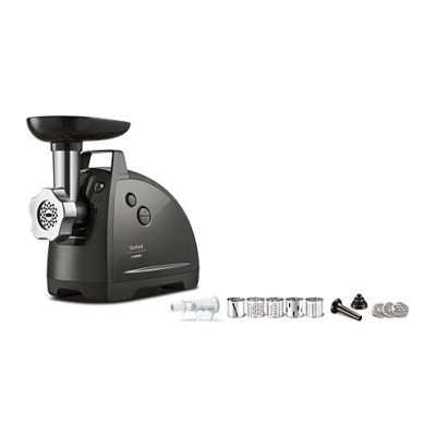 М'ясорубка Tefal HVB Plus, 2000Вт, 2.6кг/хв, 3 решітки, насадка для ковбас, кеббе, томатів, 5 терок, пластик/метал, чорний (NE68