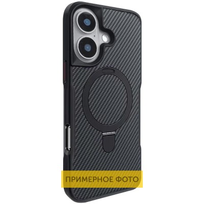 TPU+PC чохол Metal Buttons with MagSafe Carbon Ring для Apple iPhone 16e (6.1") Чорний TPU+PC чохол Metal Buttons with MagSafe Carbon Ring для Apple iPhone 16e (6.1") Чорний