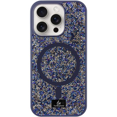 TPU чохол Bling World Rock Diamond with MagSafe для Apple iPhone 15 Pro (6.1") Navy Blue