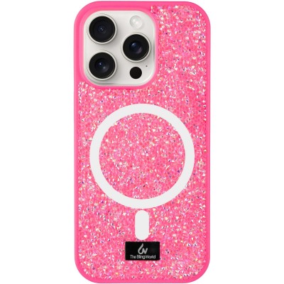 TPU чохол Bling World Rock Diamond with MagSafe для Apple iPhone 16 Pro (6.3") Rose
