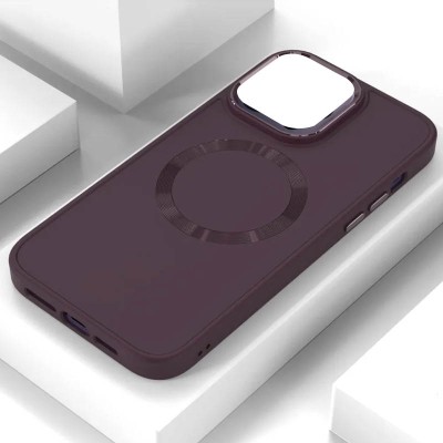 TPU чохол Bonbon Metal Style with MagSafe для Apple iPhone 14 (6.1") Бордовий / Plum