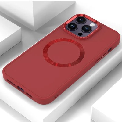 TPU чохол Bonbon Metal Style with MagSafe для Apple iPhone 16 Pro (6.3") Червоний / Red