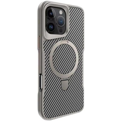 TPU+PC чохол Metal Buttons with MagSafe Carbon Ring для Apple iPhone 16 Pro Max (6.9") Сірий TPU+PC чохол Metal Buttons with MagSafe Carbon Ring для Apple iPhone 16 Pro Max (6.9") Сірий