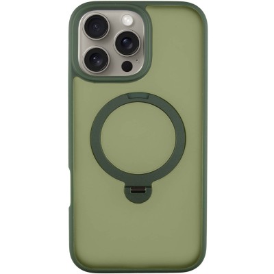 TPU+PC чохол Metal Buttons with MagSafe Colorful HQ Ring для Apple iPhone 16 Pro (6.3") Green