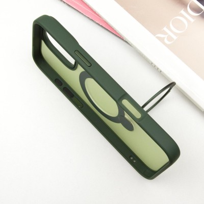 TPU+PC чохол Metal Buttons with MagSafe Colorful HQ Ring для Apple iPhone 16 Pro (6.3") Green