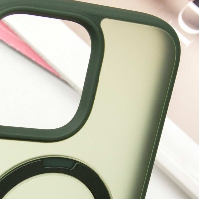 TPU+PC чохол Metal Buttons with MagSafe Colorful HQ Ring для Apple iPhone 16 Pro (6.3") Green