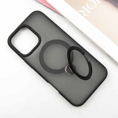 TPU+PC чохол Metal Buttons with MagSafe Colorful HQ Ring для Apple iPhone 16 Pro Max (6.9") Black