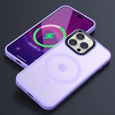 TPU+PC чохол Metal Buttons with MagSafe Colorful для Apple iPhone 14 Pro (6.1") Бузковий TPU+PC чохол Metal Buttons with MagSafe Colorful для Apple iPhone 14 Pro (6.1") Бузковий