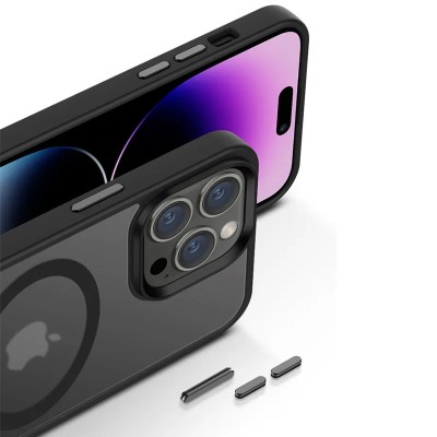 TPU+PC чохол Metal Buttons with MagSafe Colorful для Apple iPhone 15 Pro Max (6.7") Чорний TPU+PC чохол Metal Buttons with MagSafe Colorful для Apple iPhone 15 Pro Max (6.7") Чорний