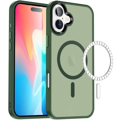 TPU+PC чохол Metal Buttons with MagSafe Colorful для Apple iPhone 16 (6.1") Зелений TPU+PC чохол Metal Buttons with MagSafe Colorful для Apple iPhone 16 (6.1") Зелений