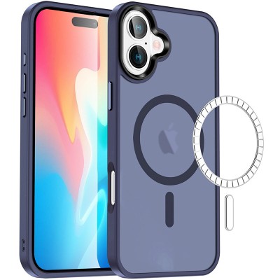 TPU+PC чохол Metal Buttons with MagSafe Colorful для Apple iPhone 16 (6.1") Синій TPU+PC чохол Metal Buttons with MagSafe Colorful для Apple iPhone 16 (6.1") Синій