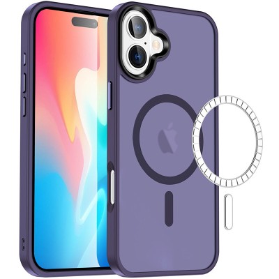 TPU+PC чохол Metal Buttons with MagSafe Colorful для Apple iPhone 16 (6.1") Темно-фіолетовий TPU+PC чохол Metal Buttons with MagSafe Colorful для Apple iPhone 16 (6.1") Темно-фіолетовий