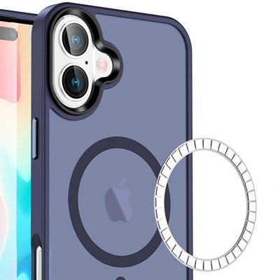 TPU+PC чохол Metal Buttons with MagSafe Colorful для Apple iPhone 16 Plus (6.7") Синій TPU+PC чохол Metal Buttons with MagSafe Colorful для Apple iPhone 16 Plus (6.7") Синій