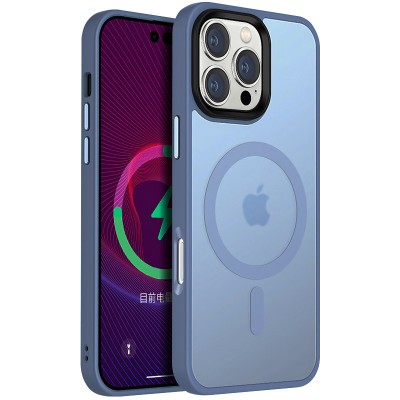 TPU+PC чохол Metal Buttons with MagSafe Colorful для Apple iPhone 16 Pro (6.3") Блакитний TPU+PC чохол Metal Buttons with MagSafe Colorful для Apple iPhone 16 Pro (6.3") Блакитний