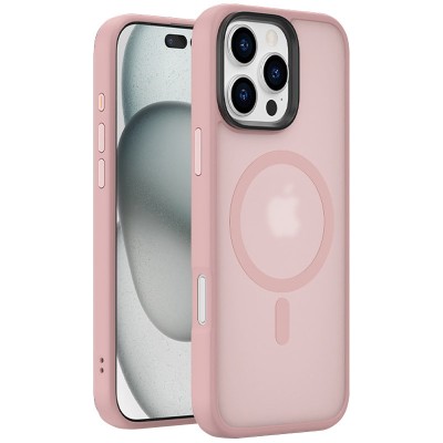 TPU+PC чохол Metal Buttons with MagSafe Colorful для Apple iPhone 16 Pro Max (6.9") Рожевий TPU+PC чохол Metal Buttons with MagSafe Colorful для Apple iPhone 16 Pro Max (6.9") Рожевий