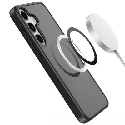 TPU+PC чохол Metal Buttons with MagSafe Colorful для Samsung Galaxy S25 Чорний / Black TPU+PC чохол Metal Buttons with MagSafe Colorful для Samsung Galaxy S25 Чорний / Black