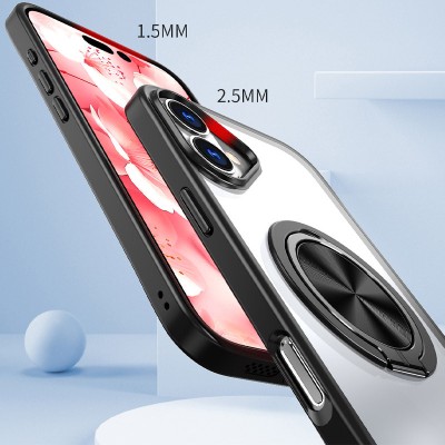 TPU+PC чохол Metal Ring with MagSafe для Apple iPhone 16 (6.1") Чорний TPU+PC чохол Metal Ring with MagSafe для Apple iPhone 16 (6.1") Чорний