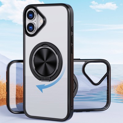 TPU+PC чохол Metal Ring with MagSafe для Apple iPhone 16 (6.1") Чорний TPU+PC чохол Metal Ring with MagSafe для Apple iPhone 16 (6.1") Чорний