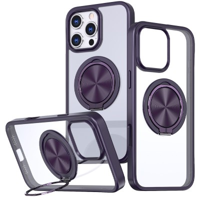 TPU+PC чохол Metal Ring with MagSafe для Apple iPhone 16 Pro (6.3") Темно-фіолетовий TPU+PC чохол Metal Ring with MagSafe для Apple iPhone 16 Pro (6.3") Темно-фіолетовий