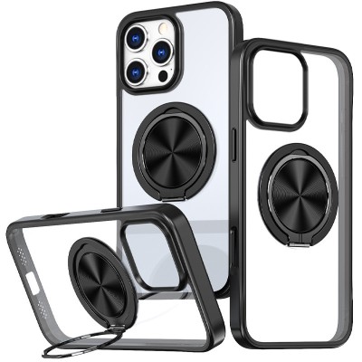 TPU+PC чохол Metal Ring with MagSafe для Apple iPhone 16 Pro (6.3") Чорний TPU+PC чохол Metal Ring with MagSafe для Apple iPhone 16 Pro (6.3") Чорний