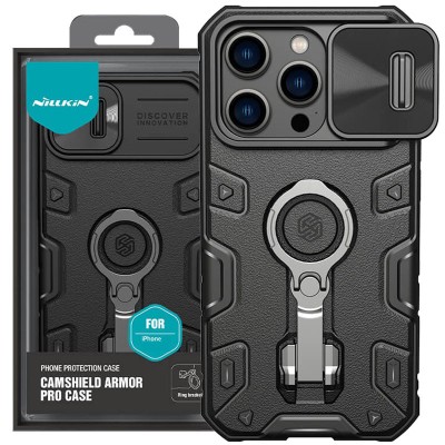 TPU+PC чохол Nillkin CamShield Armor Pro no logo (шторка на камеру) для Apple iPhone 14 Pro (6.1") Чорний TPU+PC чохол Nillkin CamShield Armor Pro no logo (шторка на камеру) для Apple iPhone 14 Pro (6.1") Чорний